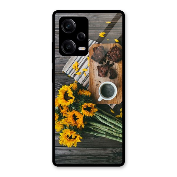 Coffee and Flowers Glass Back Case for Redmi Note 12 Pro