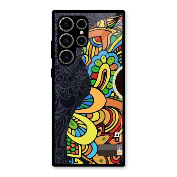 Colored Blocks Glass Back Case for Galaxy S23 Ultra