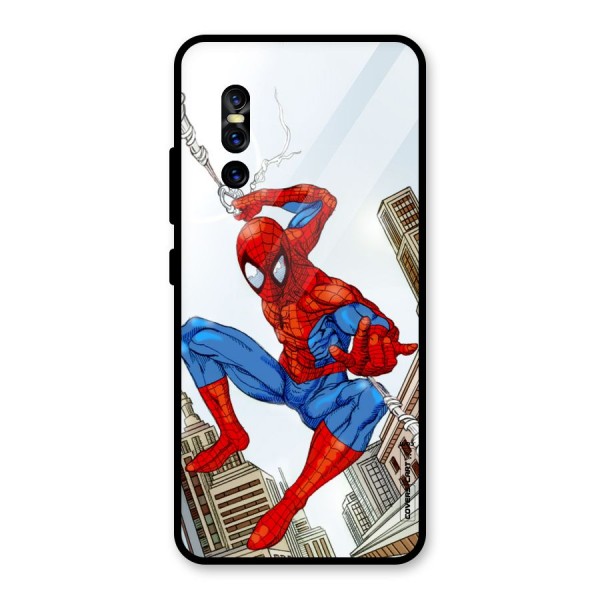 Comic Spider Man Glass Back Case for Vivo V15 Pro