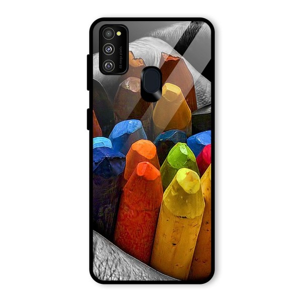Crayons Beautiful Glass Back Case for Galaxy M21
