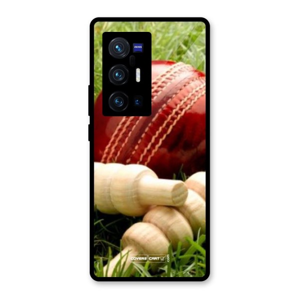 Cricket Ball and Stumps Glass Back Case for Vivo X70 Pro Plus