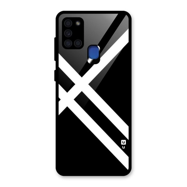 CrissCross Lines Glass Back Case for Galaxy A21s