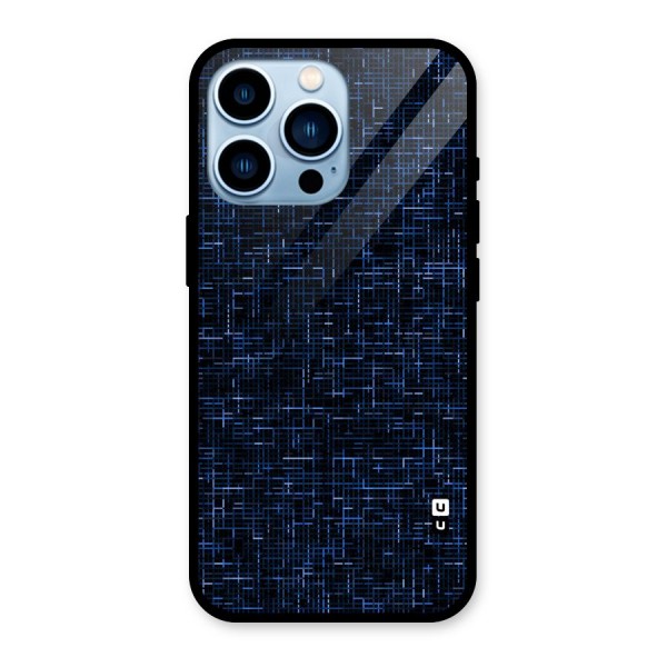 Criss Cross Blue Pattern Glass Back Case for iPhone 13 Pro