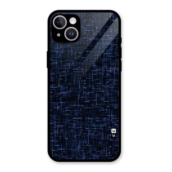 Criss Cross Blue Pattern Glass Back Case for iPhone 14 Plus