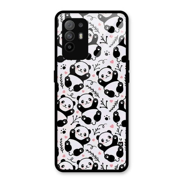 Cute Adorable Panda Pattern Glass Back Case for Oppo F19 Pro Plus 5G
