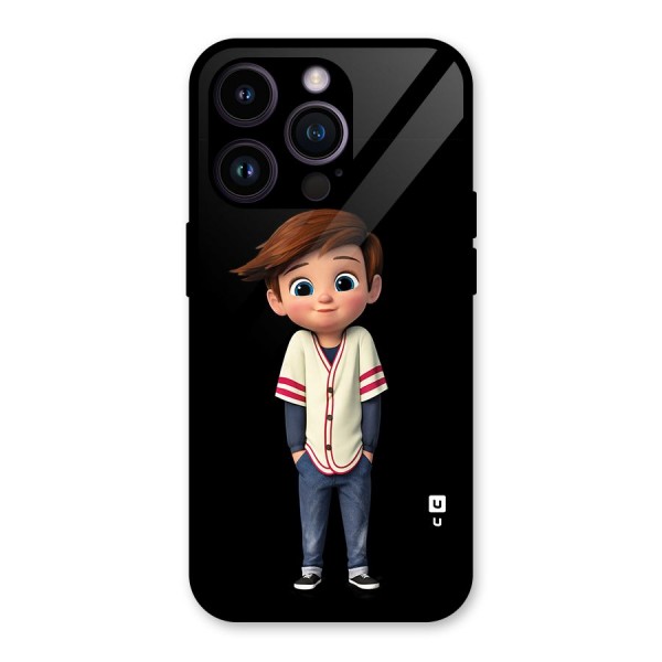 Cute Boy Tim Glass Back Case for iPhone 14 Pro