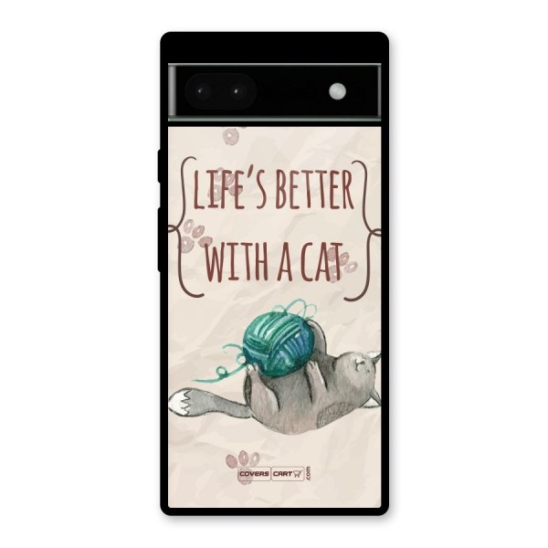 Cute Cat Glass Back Case for Google Pixel 6a