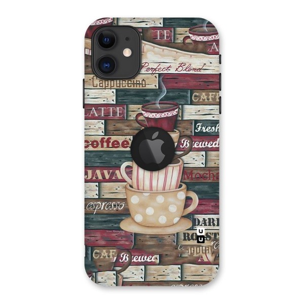 Cute Coffee Cups Back Case for iPhone 11 Logo Cut