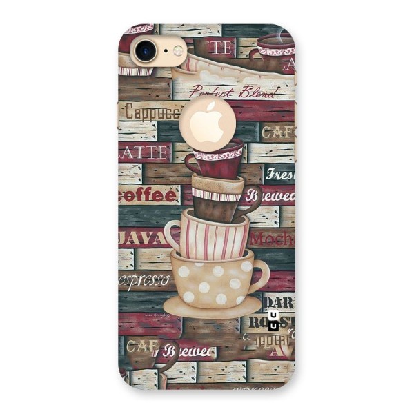 Cute Coffee Cups Back Case for iPhone 7 Logo Cut