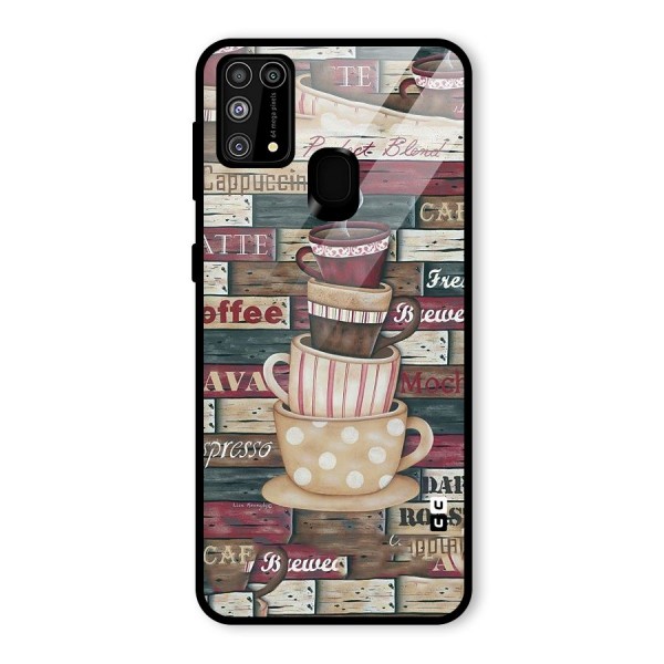 Cute Coffee Cups Glass Back Case for Galaxy M31