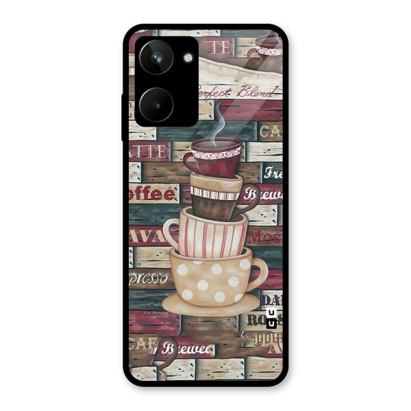 Cute Coffee Cups Glass Back Case for Realme 10