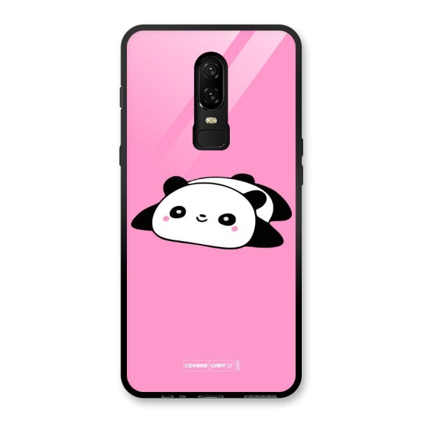 Cute Lazy Panda Glass Back Case for OnePlus 6