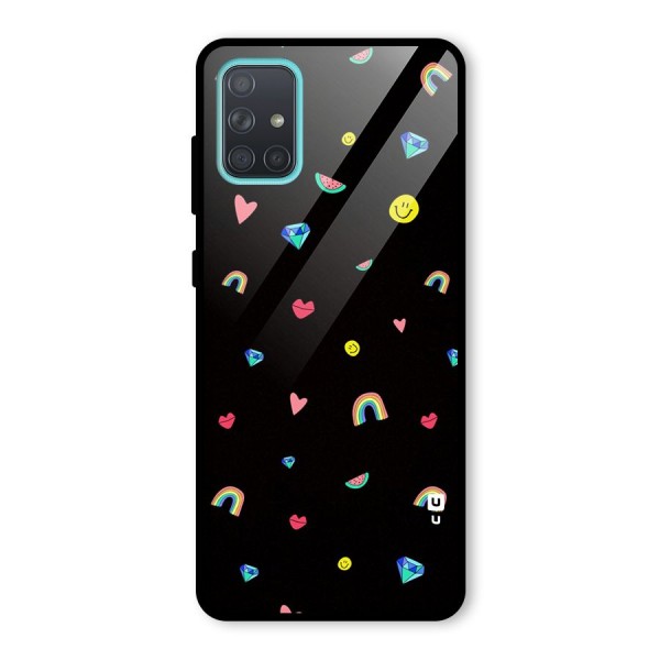 Cute Multicolor Shapes Glass Back Case for Galaxy A71
