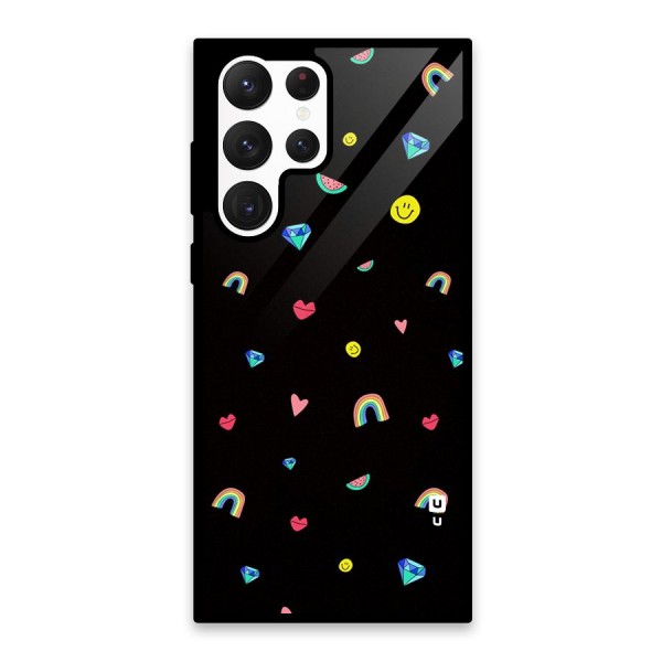 Cute Multicolor Shapes Glass Back Case for Galaxy S22 Ultra 5G
