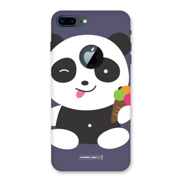 Cute Panda Blue Back Case for iPhone 7 Plus Logo Cut