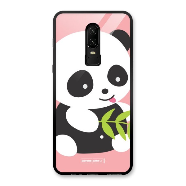 Cute Panda Pink Glass Back Case for OnePlus 6