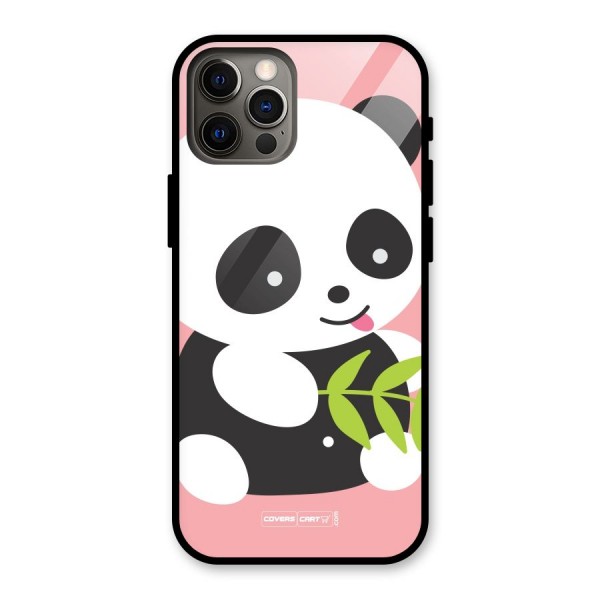 Cute Panda Pink Glass Back Case for iPhone 12 Pro