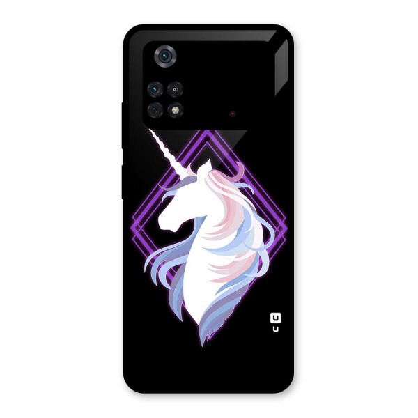 Cute Unicorn Illustration Glass Back Case for Poco M4 Pro 4G