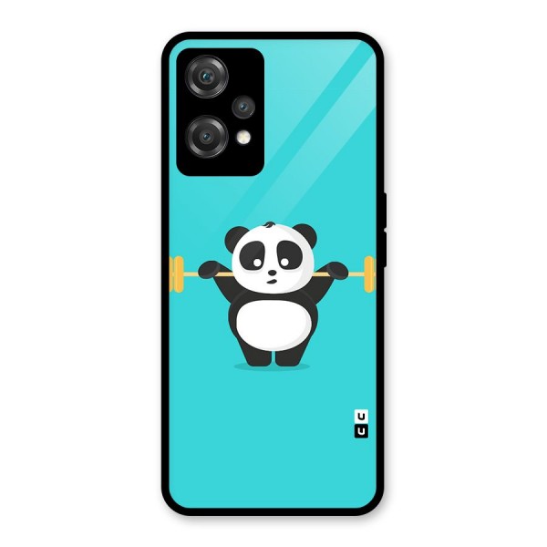 Cute Weightlifting Panda Glass Back Case for OnePlus Nord CE 2 Lite 5G