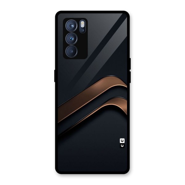 Dark Gold Stripes Glass Back Case for Oppo Reno6 Pro 5G