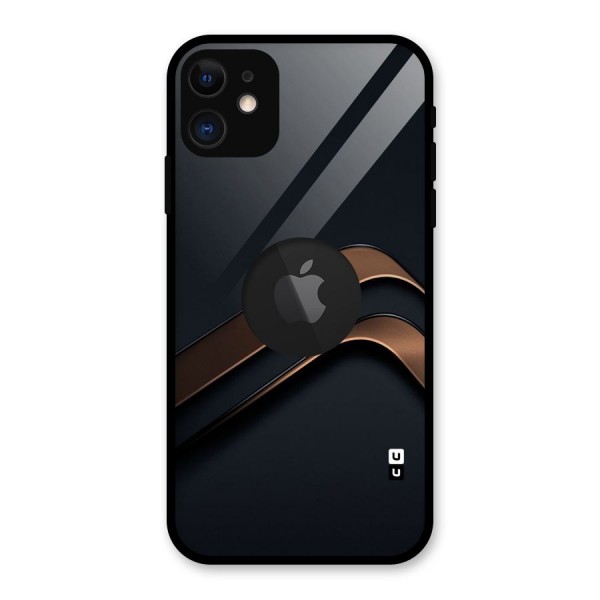 Dark Gold Stripes Glass Back Case for iPhone 11 Logo Cut