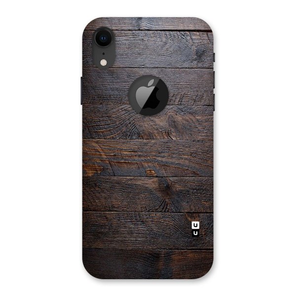 Dark Wood Printed Back Case for iPhone XR Logo Cut