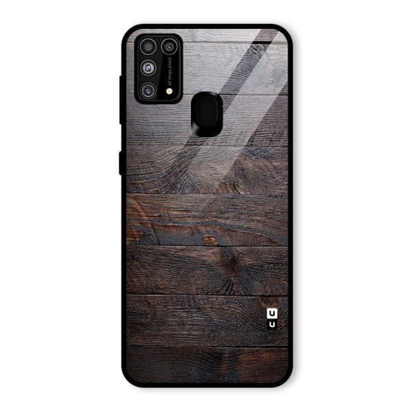 Dark Wood Printed Glass Back Case for Galaxy M31