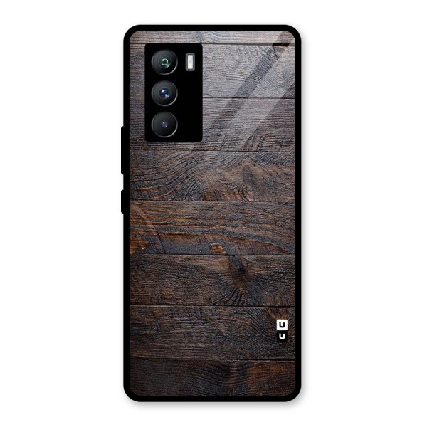 Dark Wood Printed Glass Back Case for Vivo iQOO 9 SE