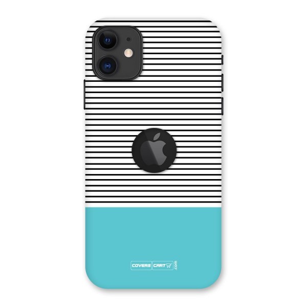 Deep Sky Blue Stripes Back Case for iPhone 11 Logo Cut