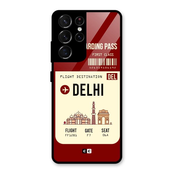 Delhi Boarding Pass Glass Back Case for Galaxy S21 Ultra 5G
