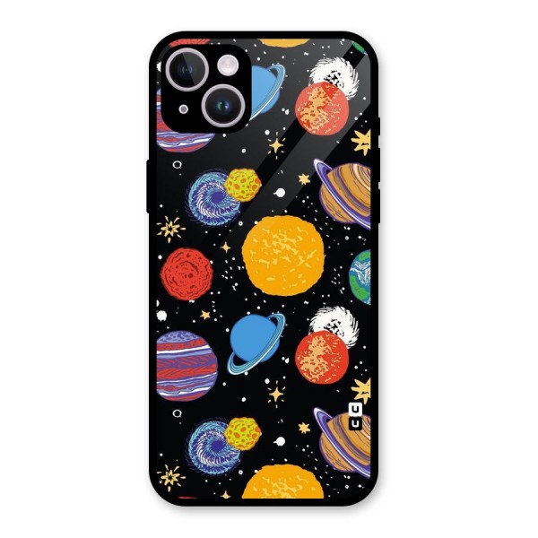 Designer Planets Glass Back Case for iPhone 14 Plus