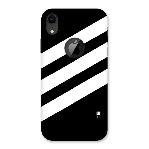 Diagonal Classic Stripes Back Case for iPhone XR Logo Cut