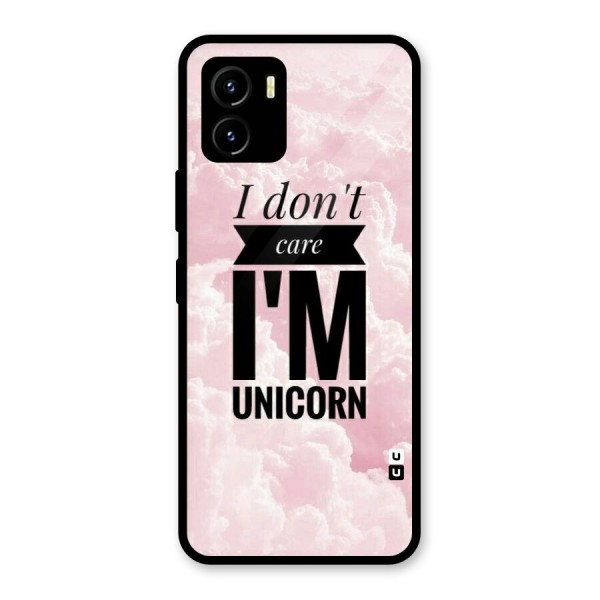 Dont Care Unicorn Glass Back Case for Vivo Y15s