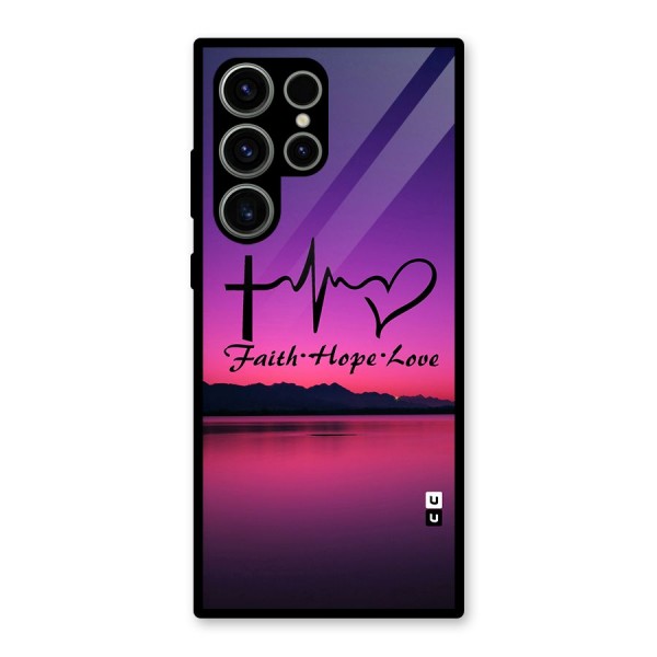 Faith Hope Love Evening Sky Glass Back Case for Galaxy S23 Ultra
