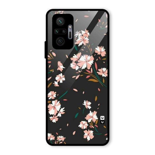 Floral Petals Peach Glass Back Case for Redmi Note 10 Pro