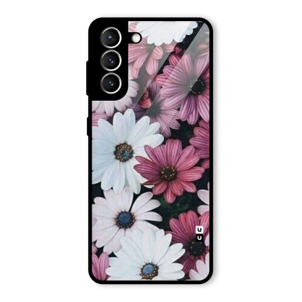 Floral Shades Pink Glass Back Case for Galaxy S21 5G