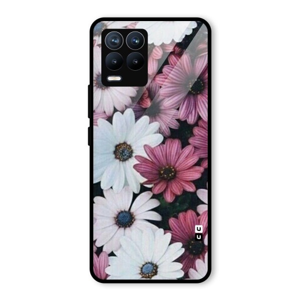 Floral Shades Pink Glass Back Case for Realme 8