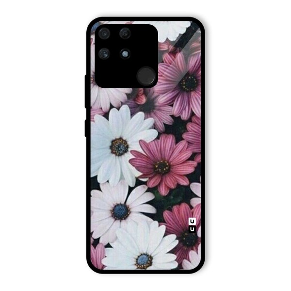 Floral Shades Pink Glass Back Case for Realme Narzo 50A