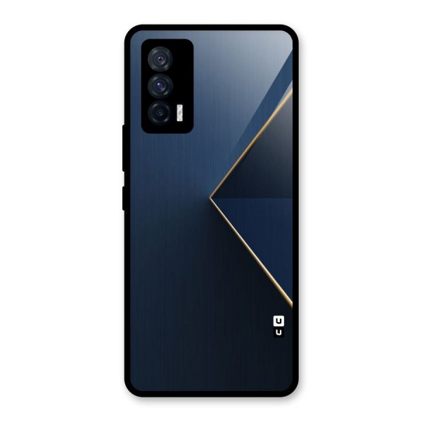 Golden Blue Triangle Glass Back Case for Vivo iQOO 7 5G