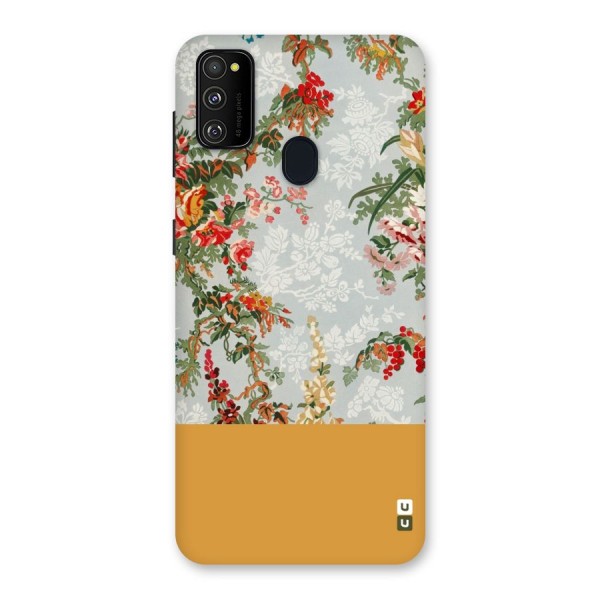 Golden Stripe on Floral Back Case for Galaxy M21