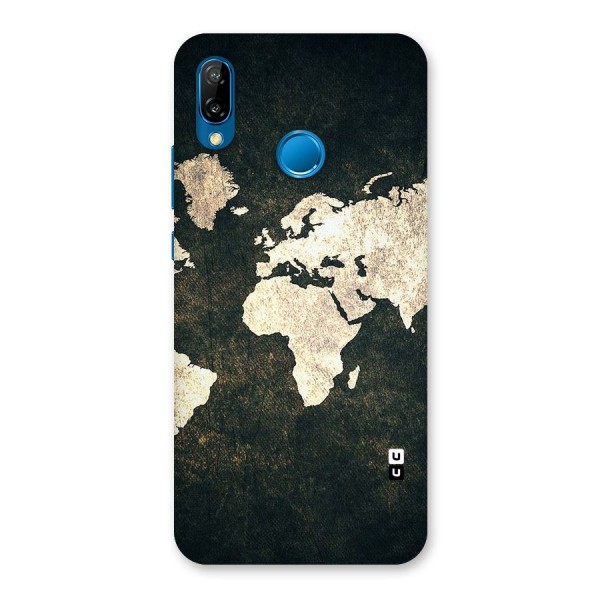 Green Gold Map Design Back Case for Huawei P20 Lite