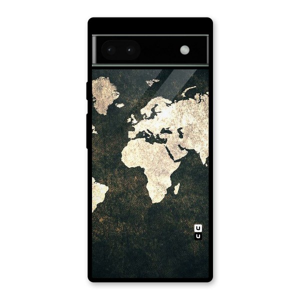 Green Gold Map Design Glass Back Case for Google Pixel 6a