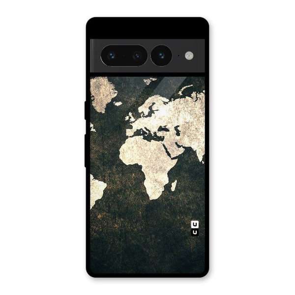 Green Gold Map Design Glass Back Case for Google Pixel 7 Pro
