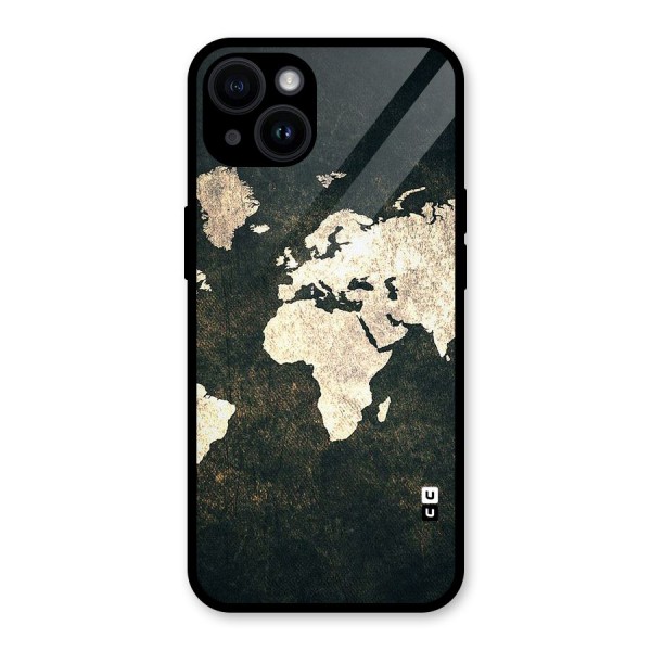 Green Gold Map Design Glass Back Case for iPhone 14