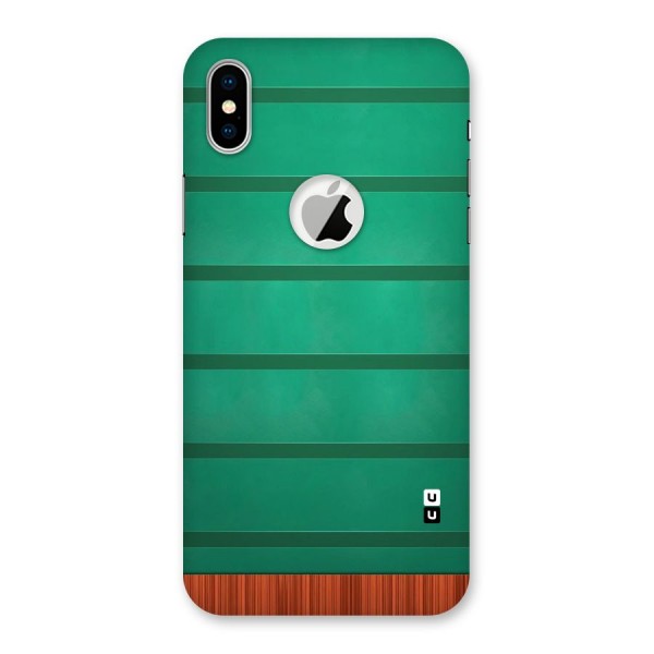 Green Wood Stripes Back Case for iPhone XS Logo Cut