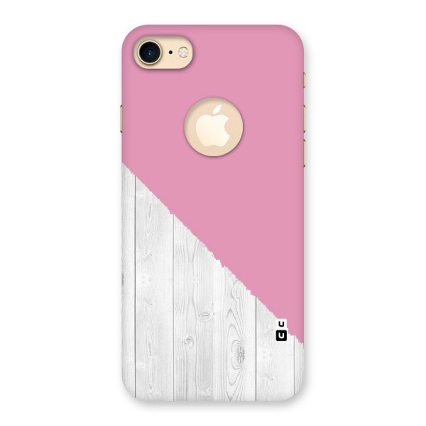 Grey Pink Wooden Design Back Case for iPhone 7 Logo Cut