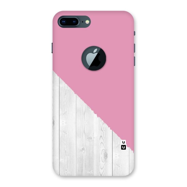 Grey Pink Wooden Design Back Case for iPhone 7 Plus Logo Cut