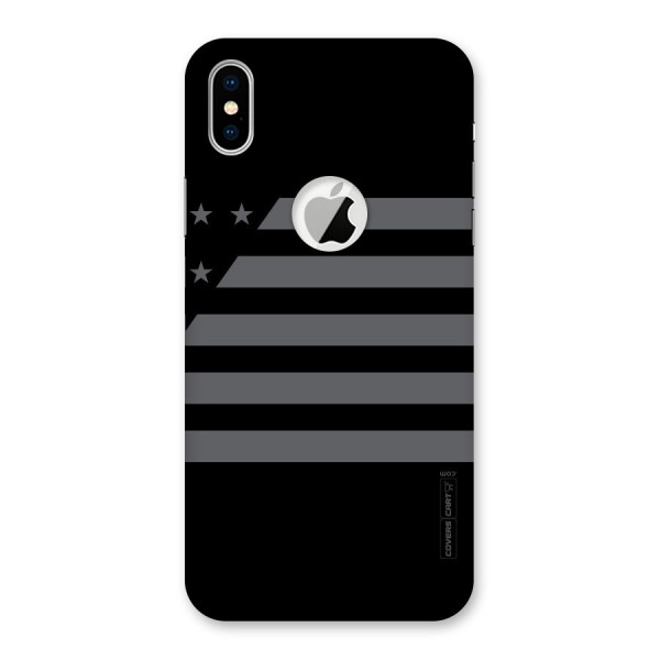 Grey Star Striped Pattern Back Case for iPhone X Logo Cut