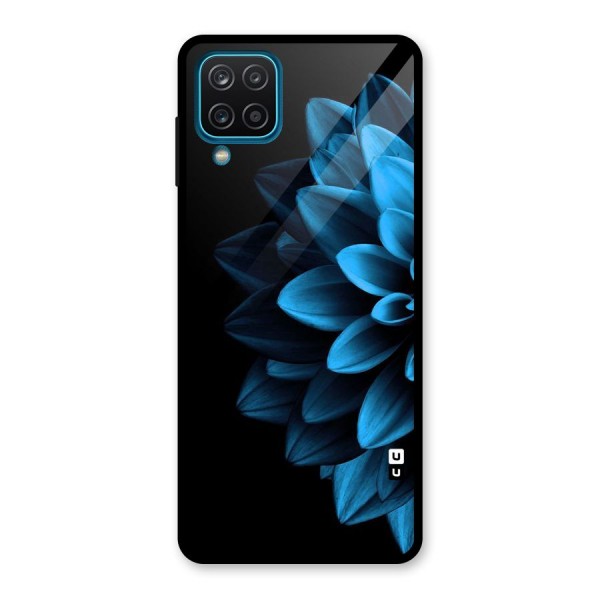 Half Blue Flower Glass Back Case for Galaxy A12