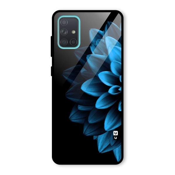 Half Blue Flower Glass Back Case for Galaxy A71